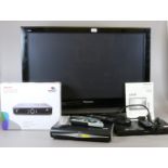 A 37 inch Panasonic flat screen T.V along with a Bush freesat HD digital T.