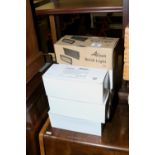 Seven 230 volt IP44 brick light fittings new and in original boxes