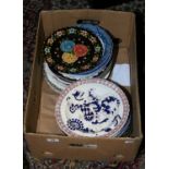 A box of ceramic plates to include Royal Doulton, Spode, Crown Devon etc.