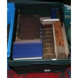 A box of C19th leather bound books to include a quantity of Charles Dickens novels.