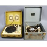 A vintage Trixette portable electric gramophone and one other.