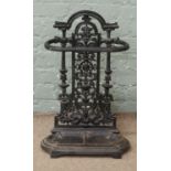 A Victorian Coalbrookdale style cast iron umbrella stand.