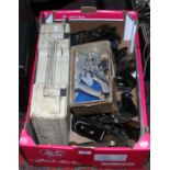 A box of various tools to include Stanley and Record smoothing planes