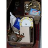 Two boxes of miscellaneous ceramics, light fitting, boxed drinking glasses, tureens,