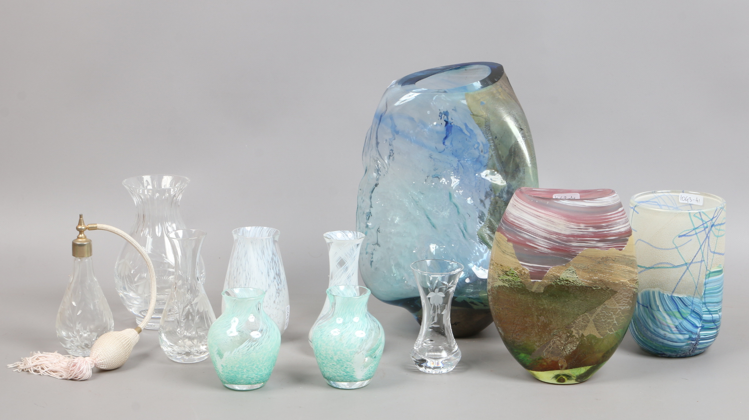 A group of decorative glasswares including Greenhalgh art glass, Caithness etc.
