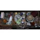 Three boxes of miscellaneous including vintage Christmas decorations, glasswares, Denby,