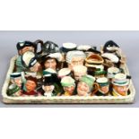 A tray of 24 miniature character jugs to include Royal Doulton, Beswick and kelboroware examples.