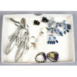 Five pairs of vintage costume jewellery earrings.