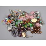 A small bag of dress jewellery including silver, cameos and hardstone beads etc.