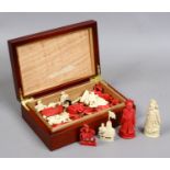 A Cantonese carved ivory chess set. Condition Report. To be used as a guide only.