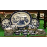 An extensive Booths 'real old willow' pattern tea/dinner service including meat plate,