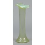 A Victorian vaseline glass jack in the pulpit vase. Pontil mark, 32cm. Condition Report.