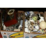 Two boxes of miscellaneous to include Royal Doulton, Wade, Seiko wall clock etc.