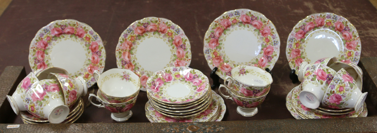 A Royal Albert 12 place tea service decorated in the Serena pattern.