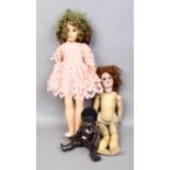 An early bisque head fully jointed doll along with a pedigree doll and one other.