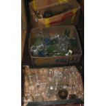 Three boxes of miscellaneous glasswares, mainly drinking glasses.