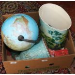 A box of miscellaneous including desk globe,