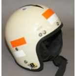 A 1960s open face motor cycle helmet.