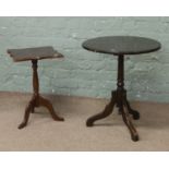 A small hardwood tripod side table together with a similar type wine table.