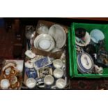 Four boxes of mixed ceramics Includes Japanese eggshell tea set, Delft tankards,