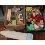 Two boxes of vintage childrens toys to include Triang, marbles etc.