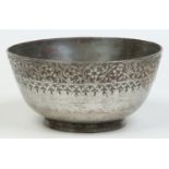 An early 19th century Persian silvered metal bowl.