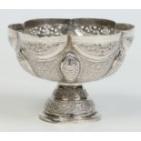 A 19th century Indian lobed silver pedestal bowl.