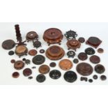 A collection of carved hardwood Japanese and Chinese stands and covers, 19th and 20th century.