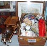 A box of miscellaneous including Royal Doulton cabinet plates, Lilliput lane cottages,