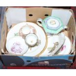 A box of 18th & 19th century ceramics including Quaker Pegg style plates and Sevres coffee can etc.