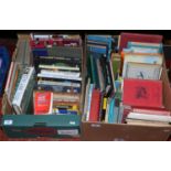 Two boxes of mainly hard backed books factual and including mathematics.