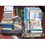 Two boxes of assorted books mostly factual including cookery, wedding etiquette and gardening etc.