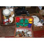 Three boxes of miscellaneous including vintage video recorders, vintage kitchenalia, silver plate,