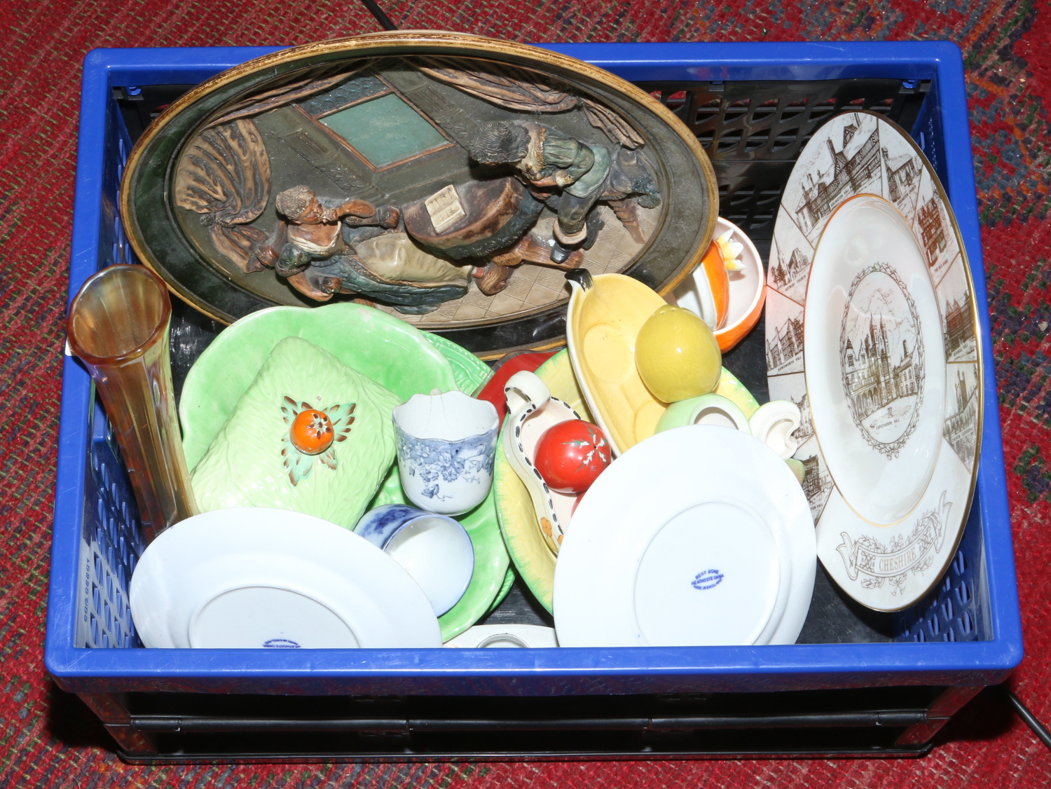 A box of mixed china and glass to include Coalport examples etc.