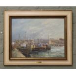 A framed oil on board "Along side the Barbican" signed Trudy Doyle.