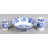 Three pieces of George Jones & Sons pottery in the Abbey pattern including a wash bowl and jug and