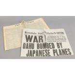 Two vintage newspapers, Honolulu Star Bulletin 1941,