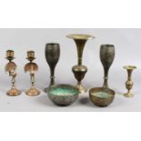 A collection of Indian ornamental metalwares.