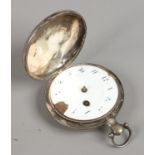 A Georgian silver cased full hunter fusee pocket watch with verge escapement by Edmond Tisdall