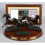 The Origins of Champions three patinated bronze sculptures of horses by Gill Parker for Franklin