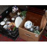 Two boxes of miscellaneous to include cutlery, commemorative ware, glasswares, ceramics etc.