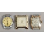 Three gents vintage watch heads including an Art Deco example.