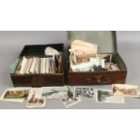 A collection of vintage photographs and colour/monochrome postcards.