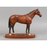 A Beswick connoisseur model Nijinsky 1970 winner of the triple crown, matt brown on wooden plinth.