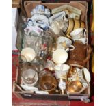 A box of miscellaneous to include teawares, tankards, glasswares etc.