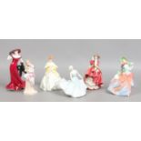 Six China figures of ladies by Royal Doulton and Royal Worcester including Lido Lady HN4247,