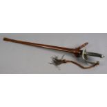 A World War I 1897 pattern officers infantry sword in leather mounted scabbard with etched blade