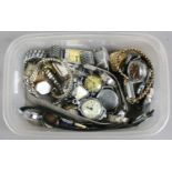 A box of ladies vintage manual wristwatches and bracelet watches including Borea, Timex,