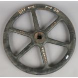 A 1930s forged steel valve wheel GRC & W Co. Limited 1937 51cm diameter.