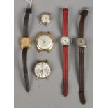 Four ladies vintage manual wristwatches and two gents watch heads including Ingersoll,